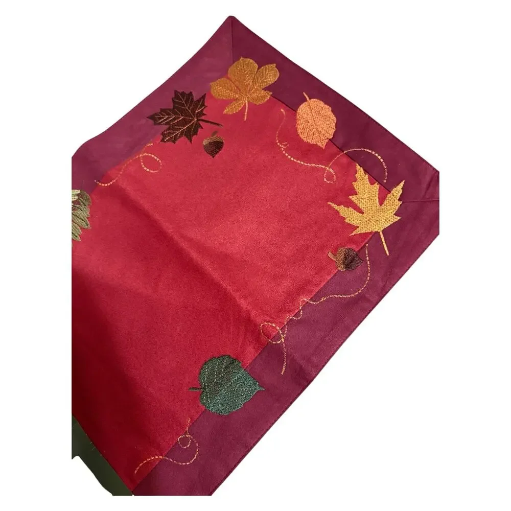 Thanksgiving Decor Table Runner Country Home Falling Leaves Lined 13x36 NWT